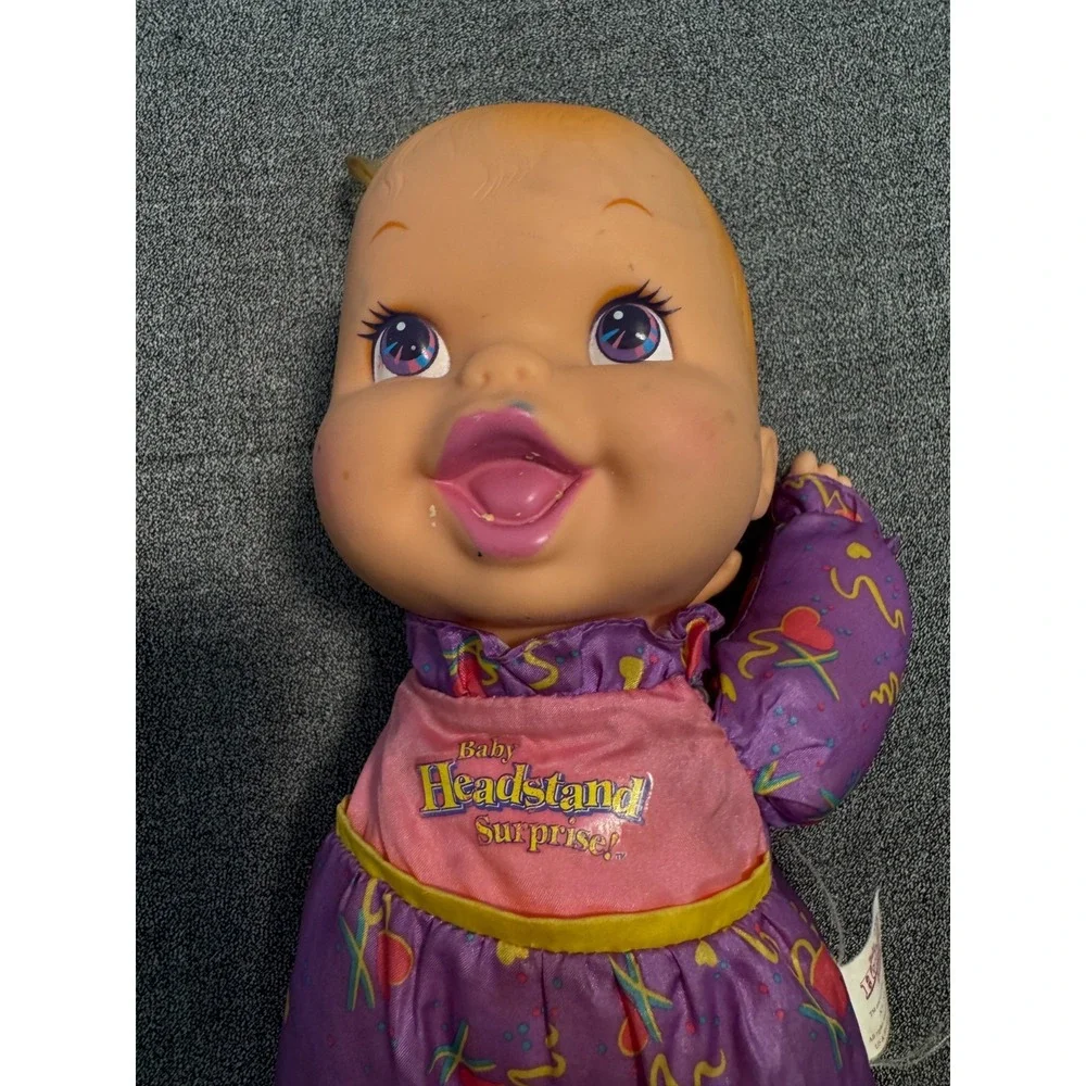 Vintage Toy Biz Baby Headstand Surprise Purple Outfit Stuffed Plush Toy 27896